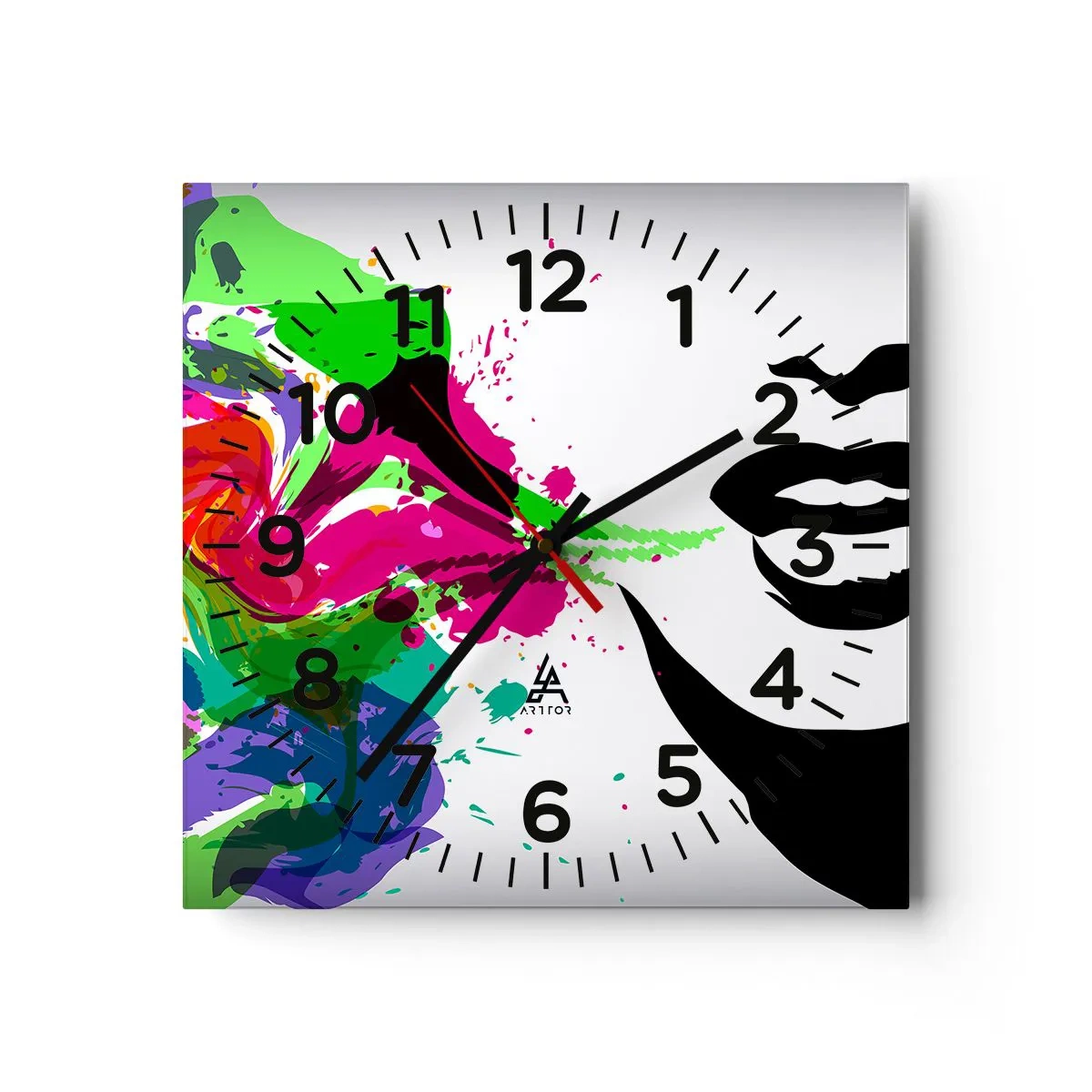 Reloj de pared - Reloj de vidrio - Una historia con los colores del arco iris - 40x40 cm