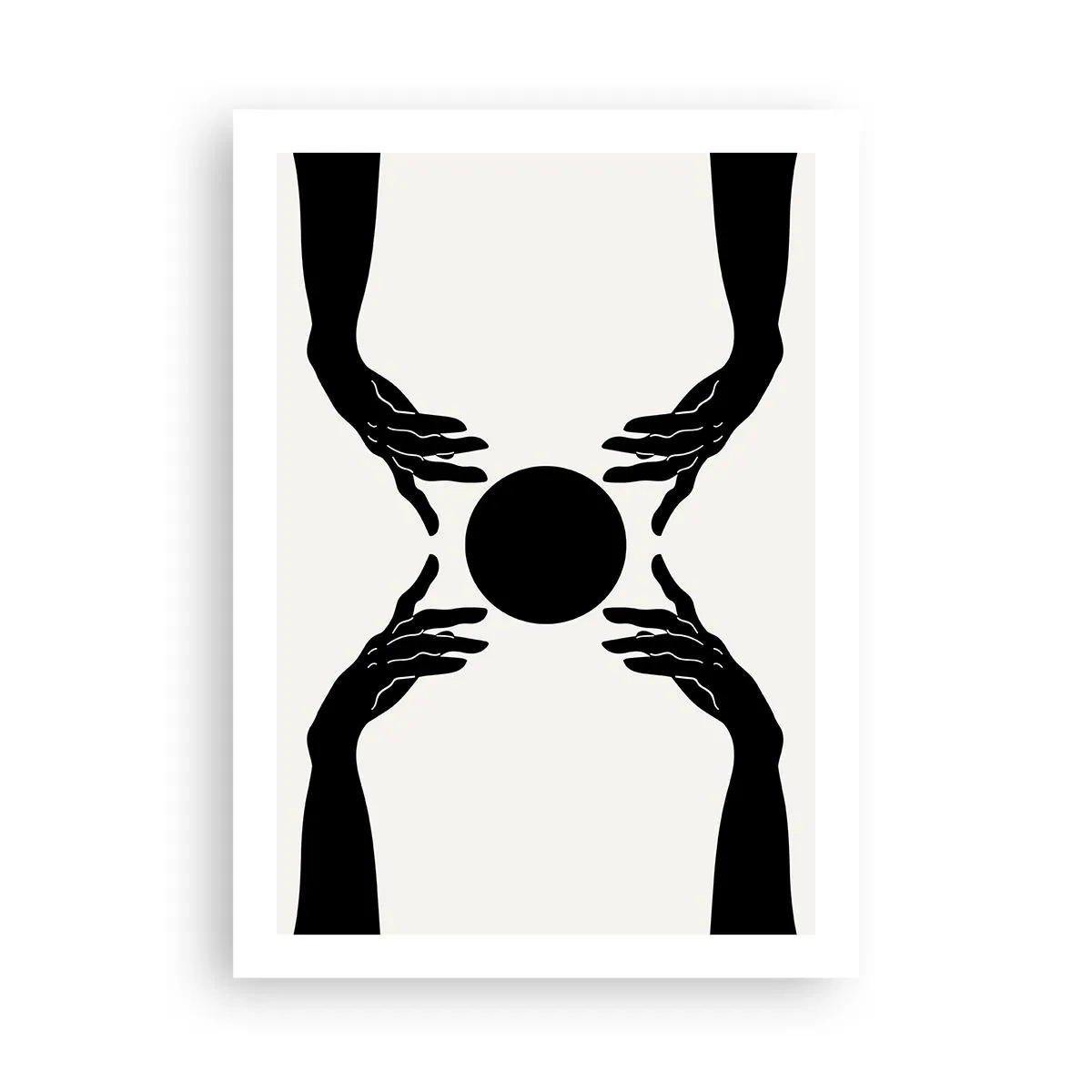 Póster - Gráfico en blanco y negro de una mano con una pelota. - 50x70cm - Una señal secreta - Decoración de pared moderna para salón y dormitorio ARTTOR