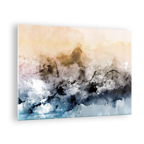 Cuadro sobre vidrio - Impresiones sobre Vidrio - Paisaje abstracto en tonos pastel con niebla. - 70x50cm - Hundido en una nube de niebla - Decoración de pared moderna para salón y dormitorio ARTTOR