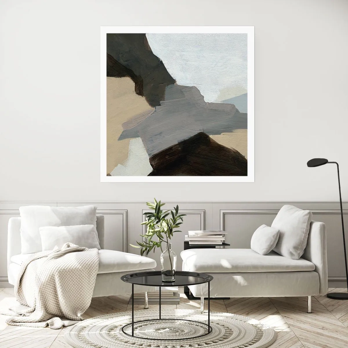 Póster - Abstracción: partes del gris - 40x40 cm