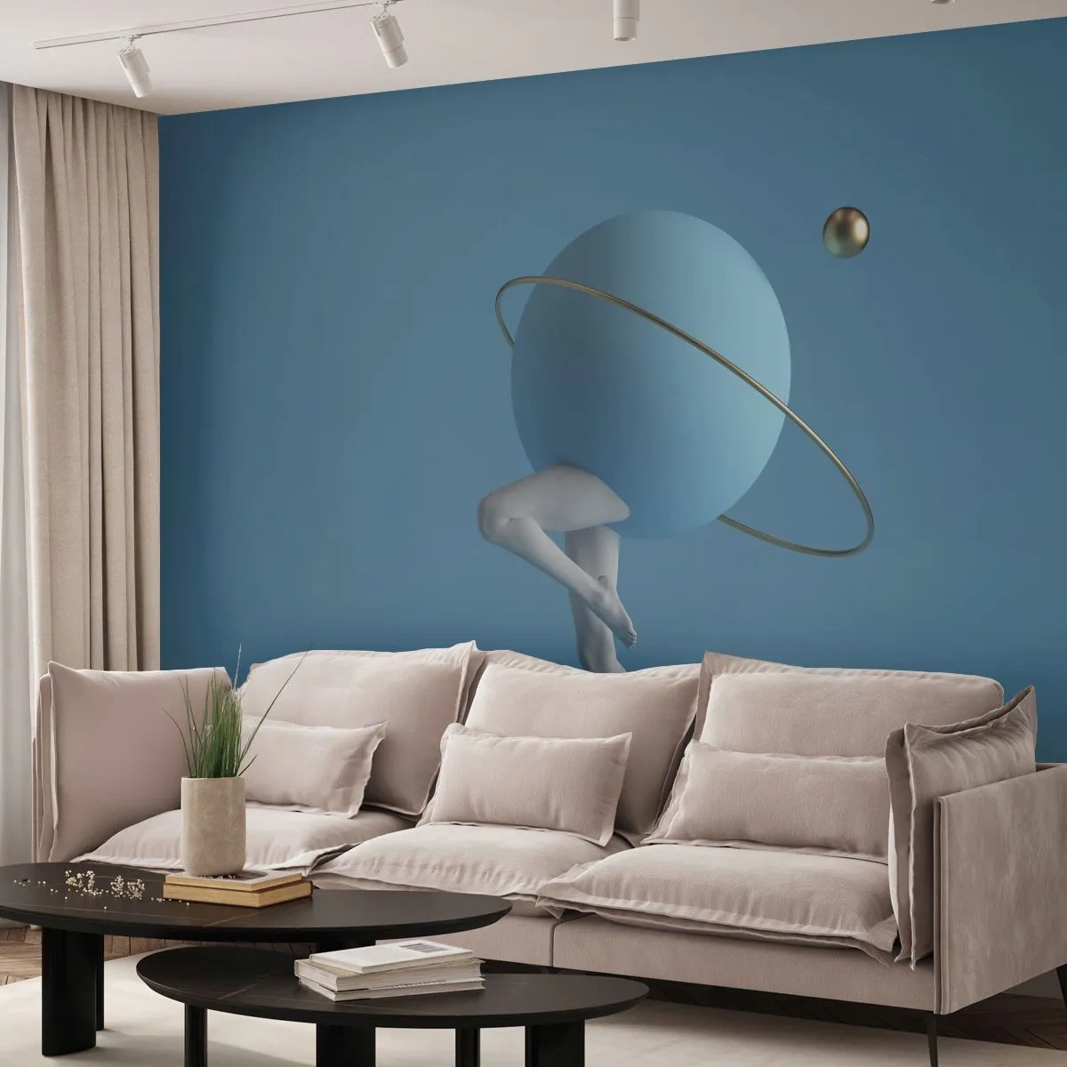 Fotomural Autadhesivo Deluxe Sticker - Y los planetas se vuelven locos - Abstracción, Piernas, Tridimensional - 250x175 cm
