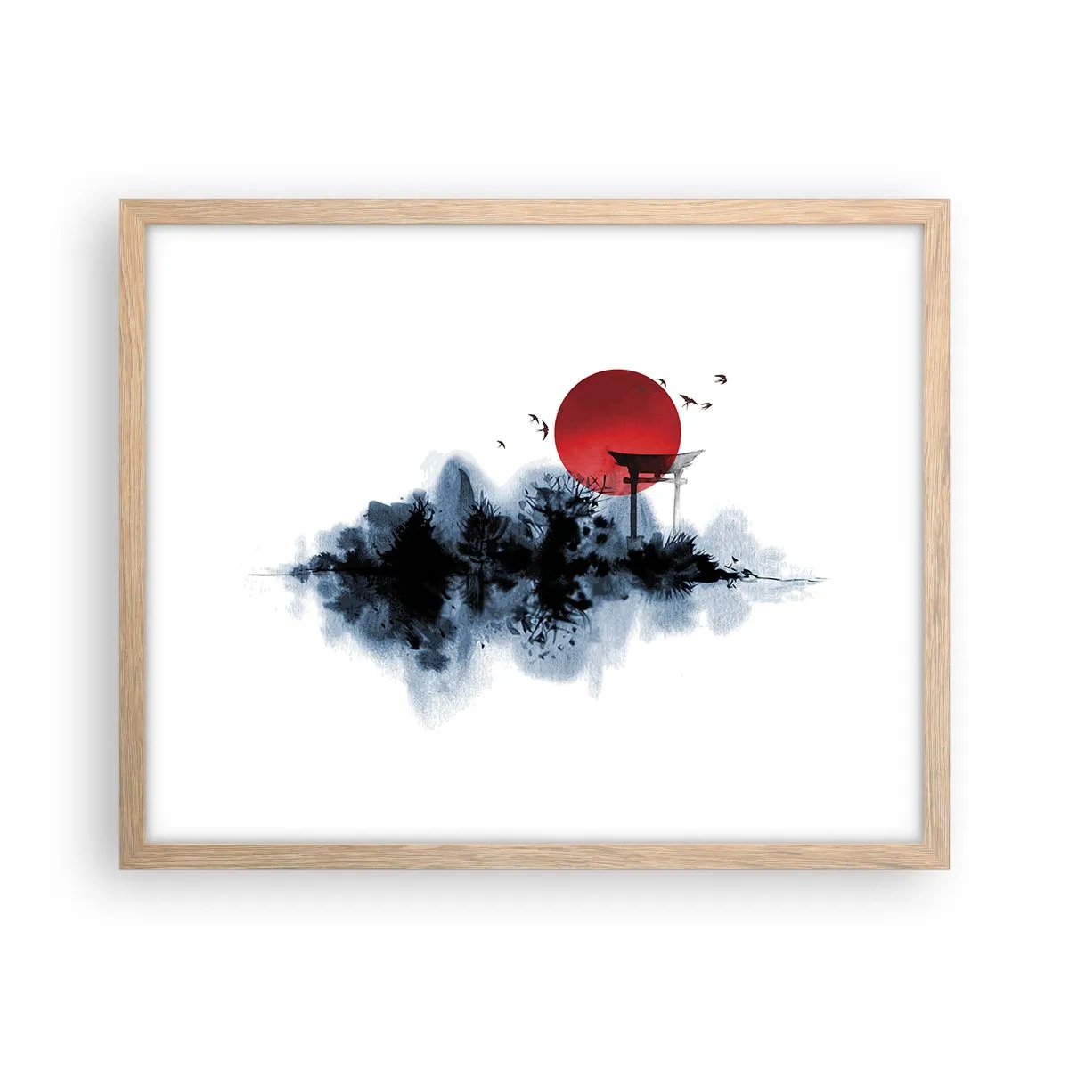 Póster en marco roble claro - Visión japonesa - 50x40 cm