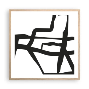 Póster en marco roble claro - Construcción en blanco y negro - 60x60 cm