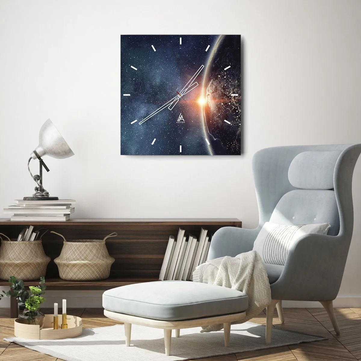 Reloj de pared - Reloj de vidrio - En una nueva perspectiva - 40x40 cm