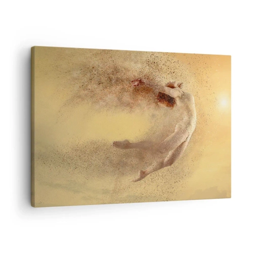 Cuadro sobre lienzo - Impresión de Imagen - Una figura en movimiento dinámico con efecto de desintegración. - 70x50cm - En una exaltación danzante - Decoración de pared moderna para salón y dormitorio ARTTOR