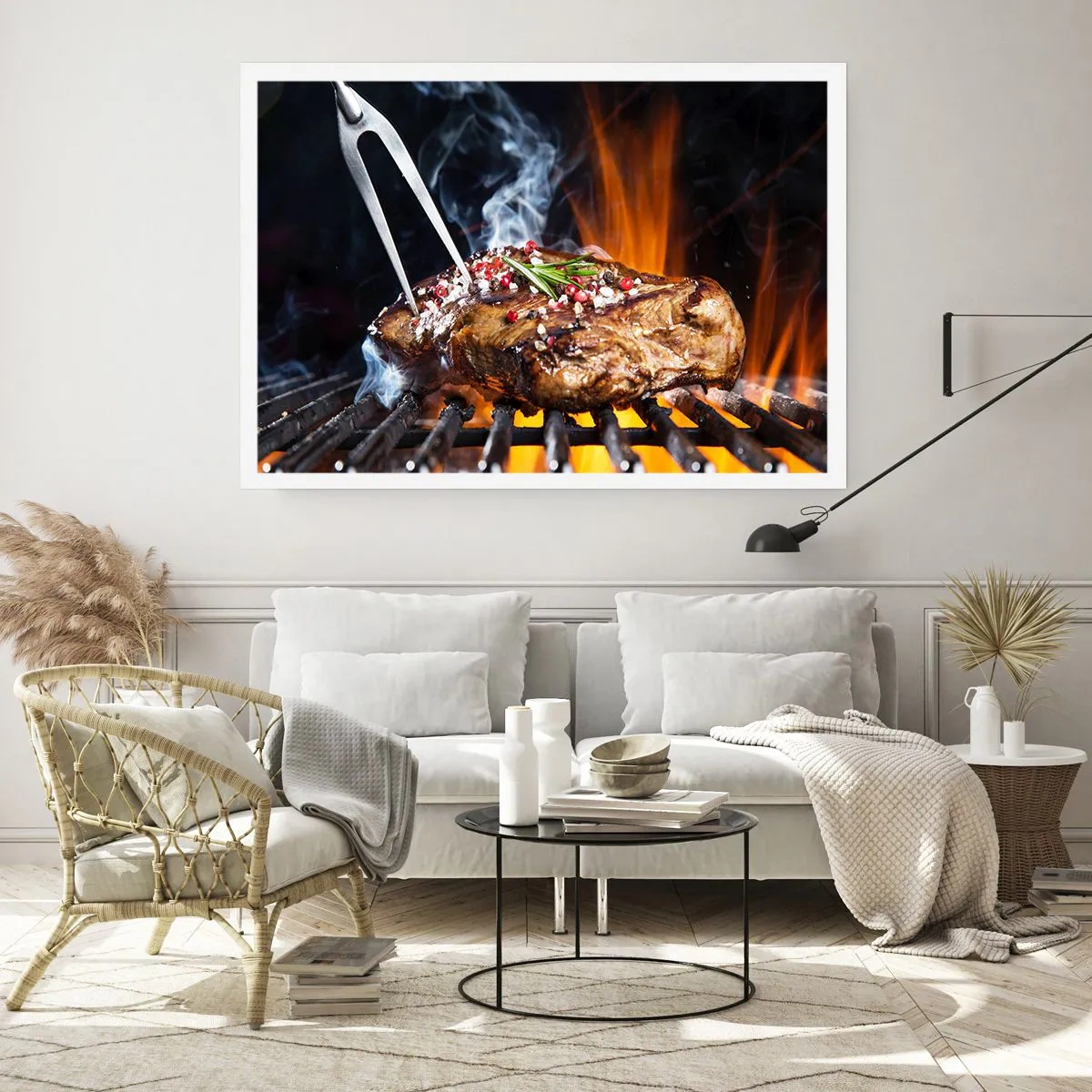 Póster - Filete a la parrilla con especias - 100x70cm - Jugoso y fragante - Decoración de pared moderna para salón y dormitorio ARTTOR