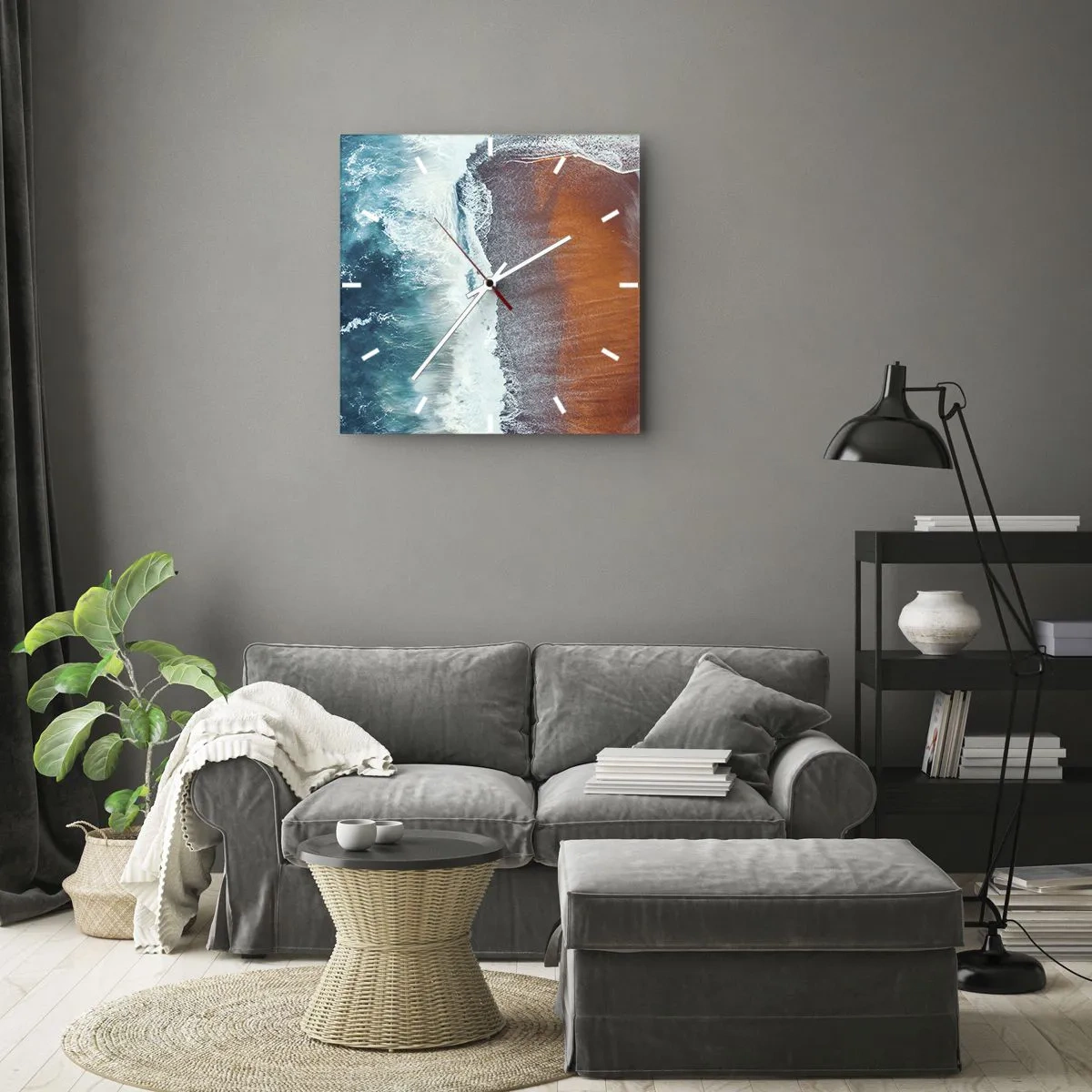 Reloj de pared - Reloj de vidrio - Un toque de océano - 40x40 cm