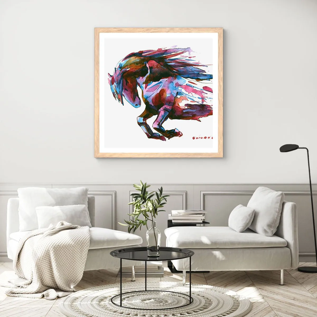 Póster en marco roble claro - En éxtasis - 40x40 cm