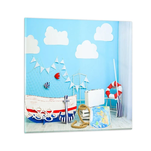 Cuadro sobre vidrio - Impresiones sobre Vidrio - El ansia de aventura de un niño - 70x70 cm