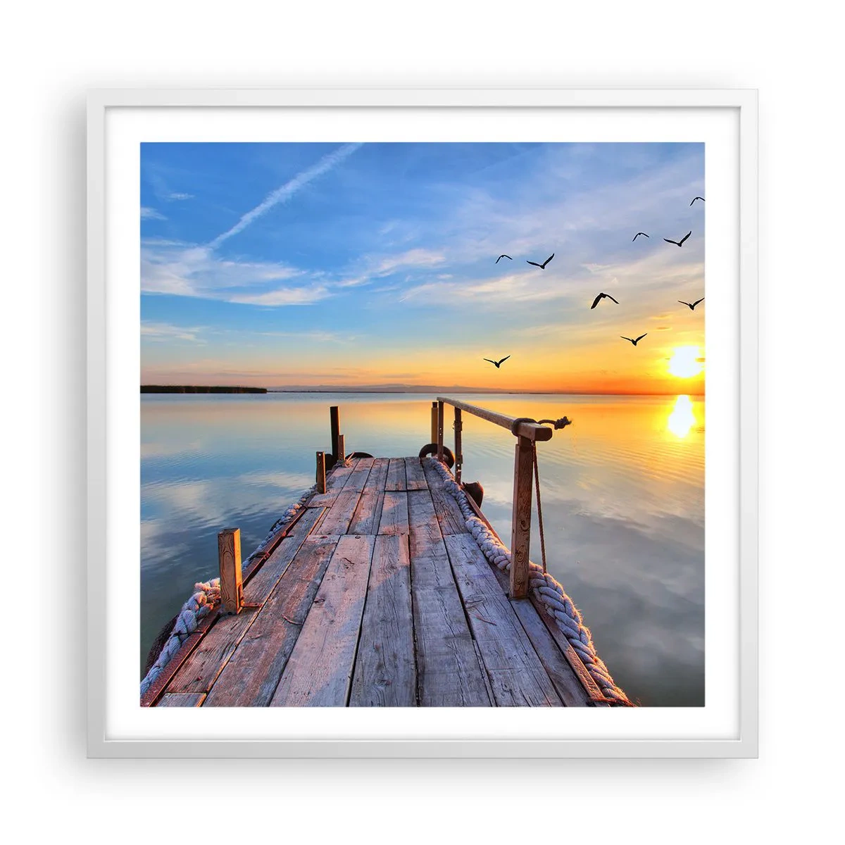 Póster en marco blanco - Caminando hacia el sol - 60x60 cm