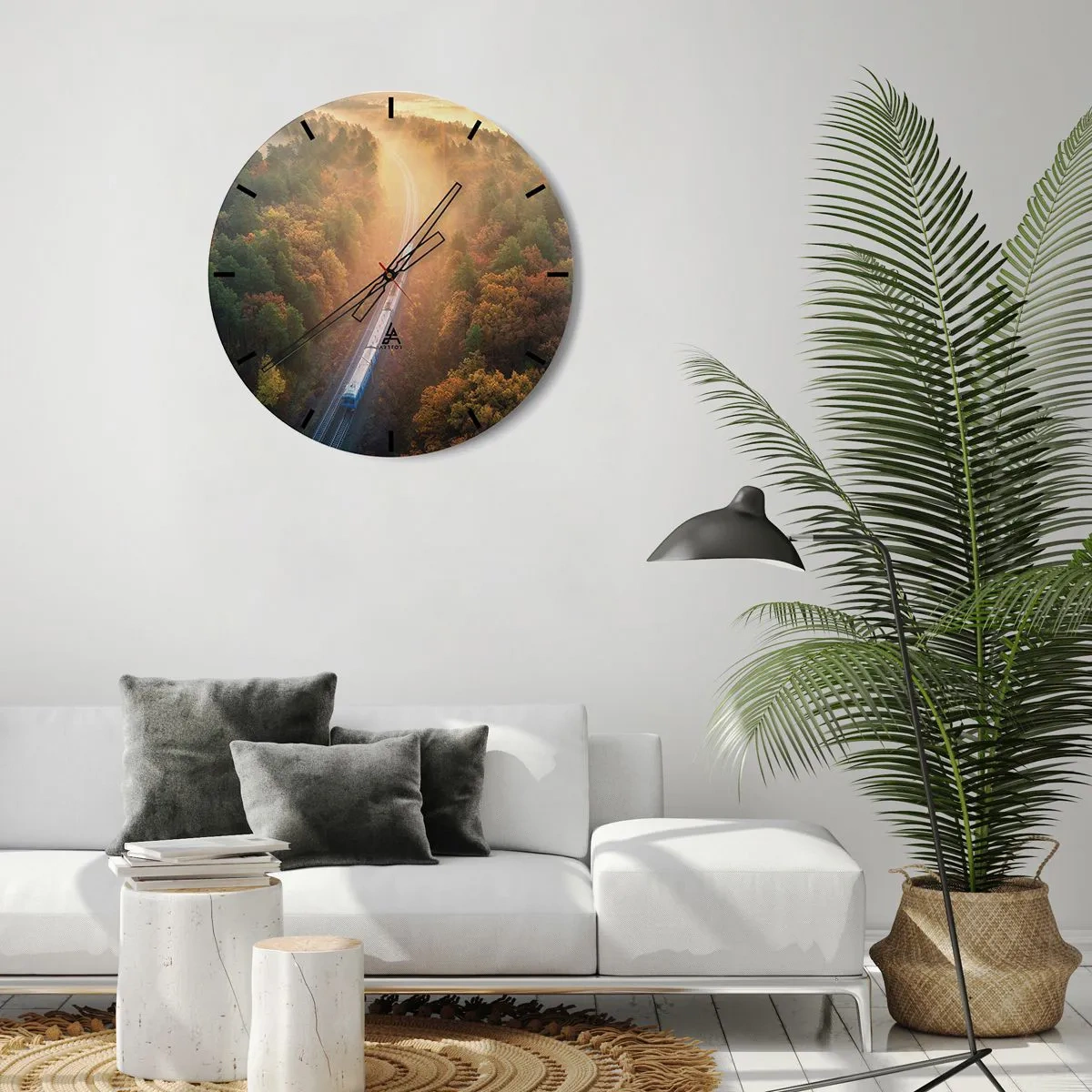Reloj de pared - Reloj de vidrio - Un viaje otoñal - 40x40 cm
