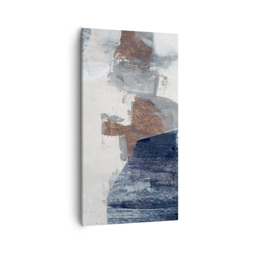 Cuadro sobre lienzo - Impresión de Imagen - Formas azules y marrones - 55x100 cm