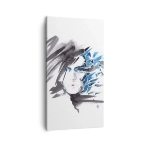 Cuadro sobre lienzo - Impresión de Imagen - Un sensual retrato en gris y azul - 45x80 cm