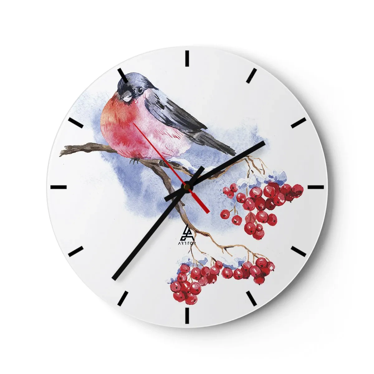 Reloj de pared - Reloj de vidrio - Invierno en color - 40x40 cm