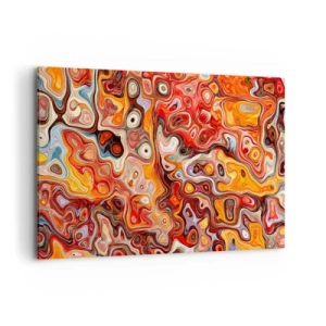 Cuadro sobre lienzo - Impresión de Imagen - Una composición abstracta en tonos cálidos de rojo, naranja y amarillo. - 120x80cm - Si las nueces se derritieran en la miel - Decoración de pared moderna para salón y dormitorio ARTTOR
