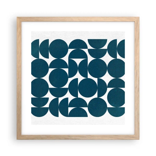 Póster en marco roble claro - Círculos y semicírculos - 40x40 cm