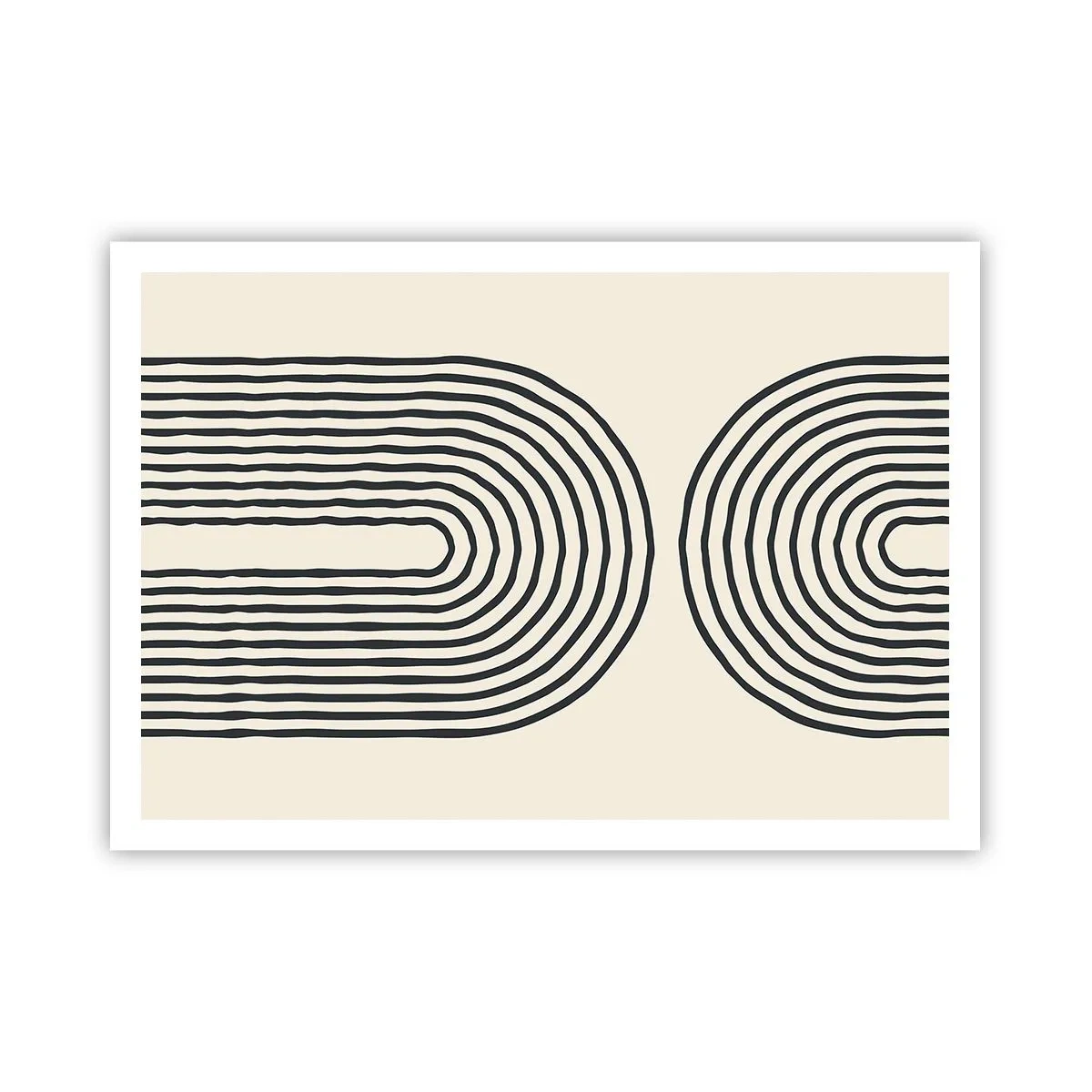 Póster - Patrón geométrico abstracto con líneas simétricas sobre un fondo claro. - 100x70cm - Próximamente... - Decoración de pared moderna para salón y dormitorio ARTTOR