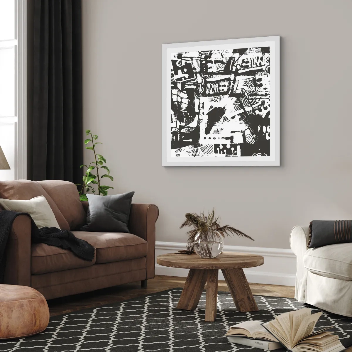 Póster en marco blanco - ¿Orden o caos? - 60x60 cm