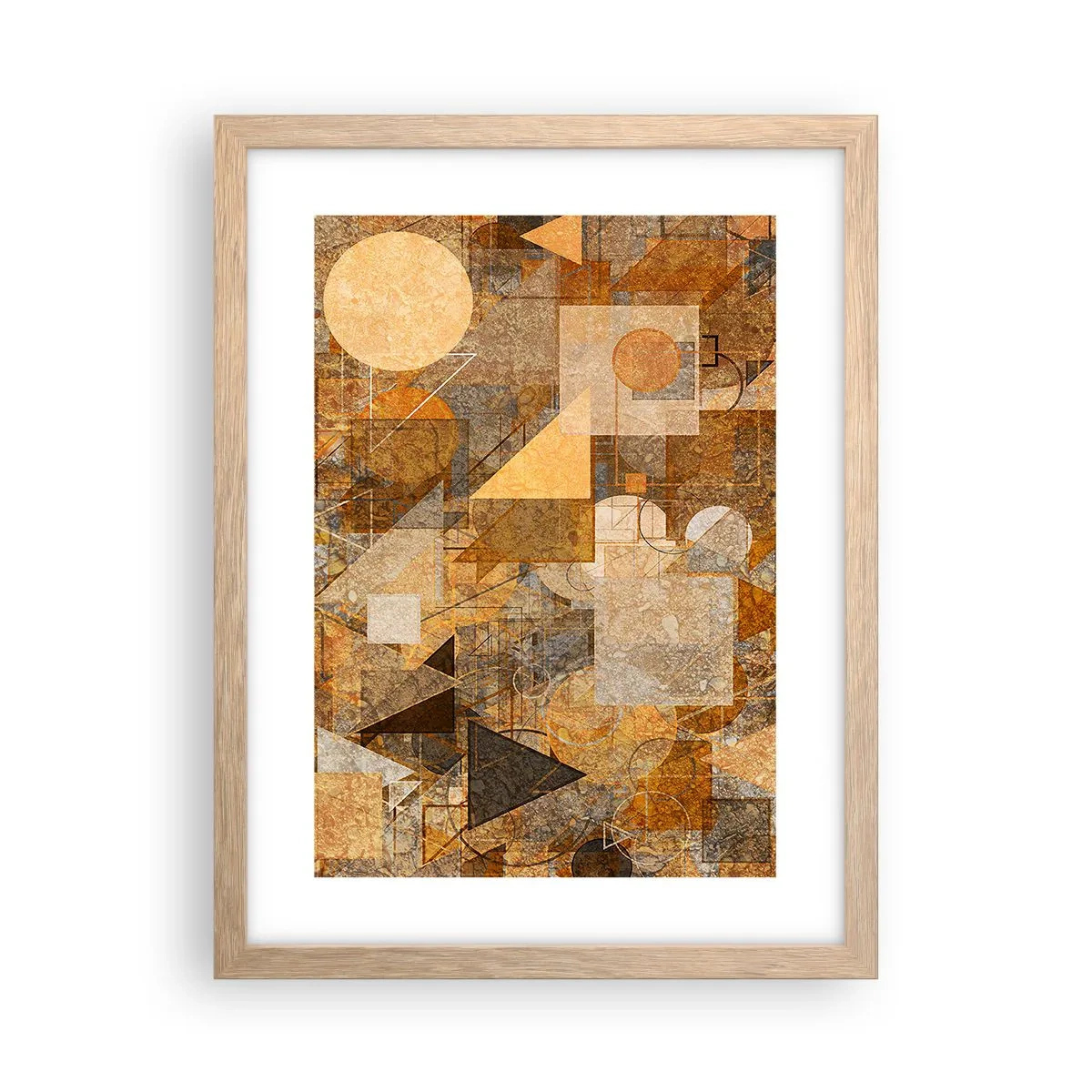 Póster en marco roble claro - Estudio cubista en bronce - 30x40 cm