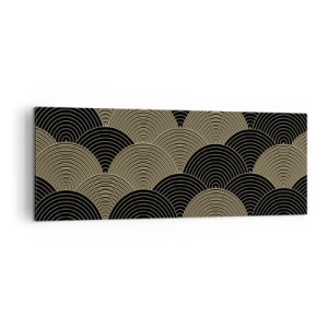 Cuadro sobre lienzo - Impresión de Imagen - Patrón Art Déco con semicírculos y líneas doradas. - 140x50cm - Multiplicación de la unidad - Decoración de pared moderna para salón y dormitorio ARTTOR