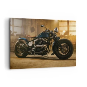 Cuadro sobre lienzo - Impresión de Imagen - Una motocicleta elegante en un interior industrial con iluminación cálida. - 100x70cm - Puedo hacer cualquier cosa - Decoración de pared moderna para salón y dormitorio ARTTOR