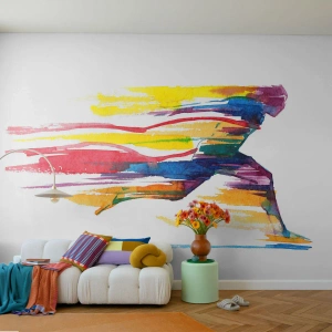 Fotomural Standard Eco - Corre a través del arco iris - Abstracción, Deporte, Corredor - 350x256 cm