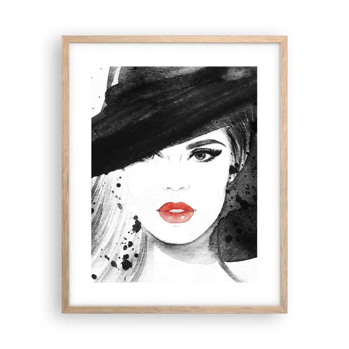 Póster en marco roble claro - Dama de negro - 40x50 cm