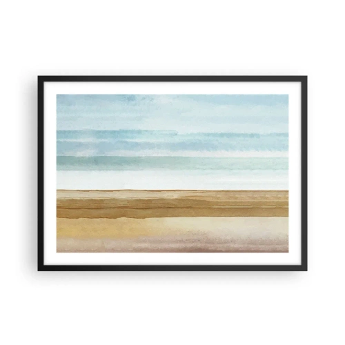 Póster en marco negro - Paisaje de playa abstracto en tonos pastel - 70x50cm - Serenidad - Decoración de pared moderna para salón y dormitorio ARTTOR