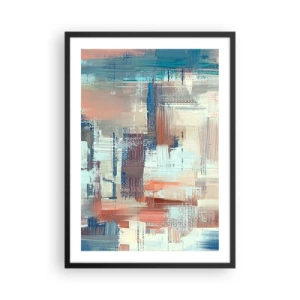 Póster en marco negro - Una composición abstracta de pinceladas en colores cálidos. - 50x70cm - Alcanzando la luz - Decoración de pared moderna para salón y dormitorio ARTTOR