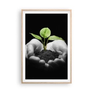 Póster en marco roble claro - Amo la naturaleza, la protejo - 61x91 cm