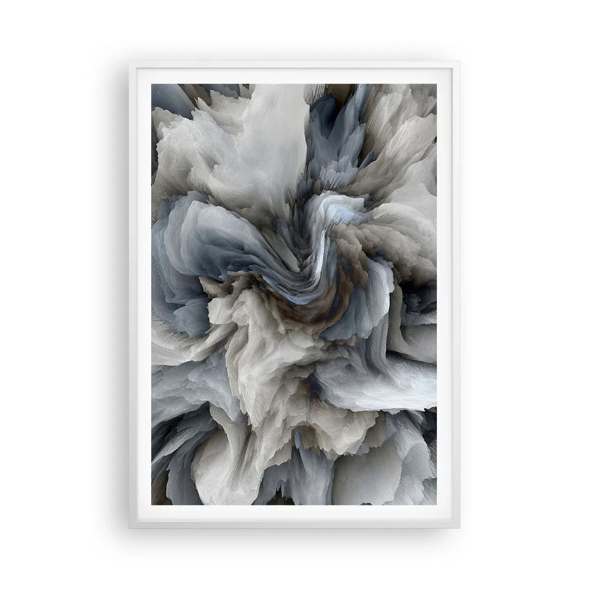 Póster en marco blanco - Piedra y flor - 70x100 cm