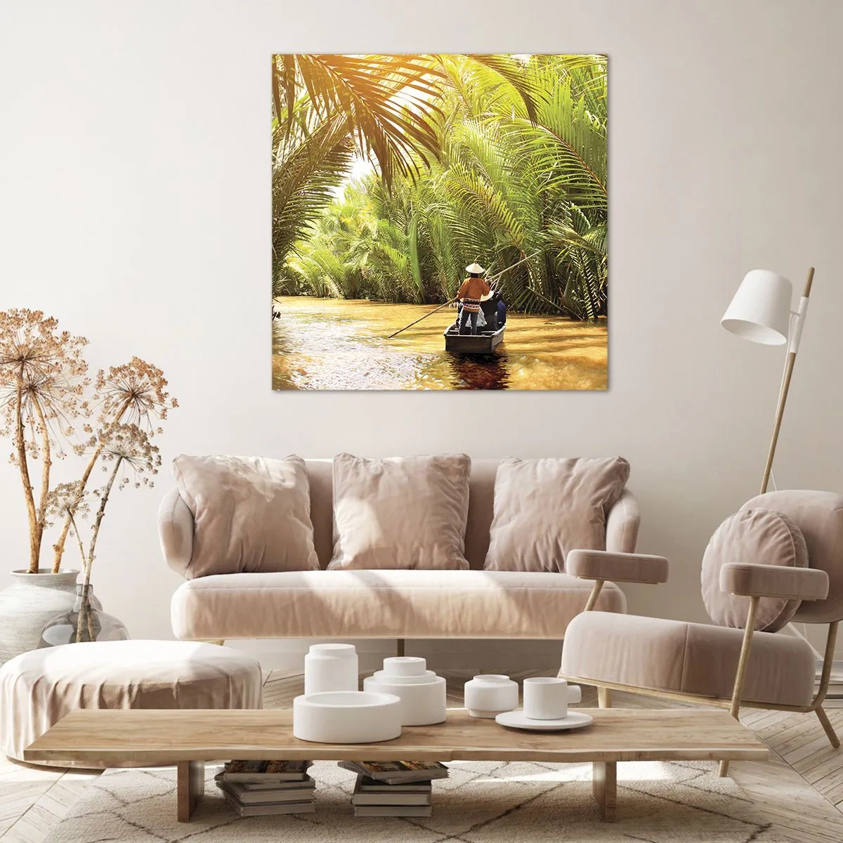 Cuadro sobre lienzo - Impresión de Imagen - En un túnel de palmeras - 70x70 cm