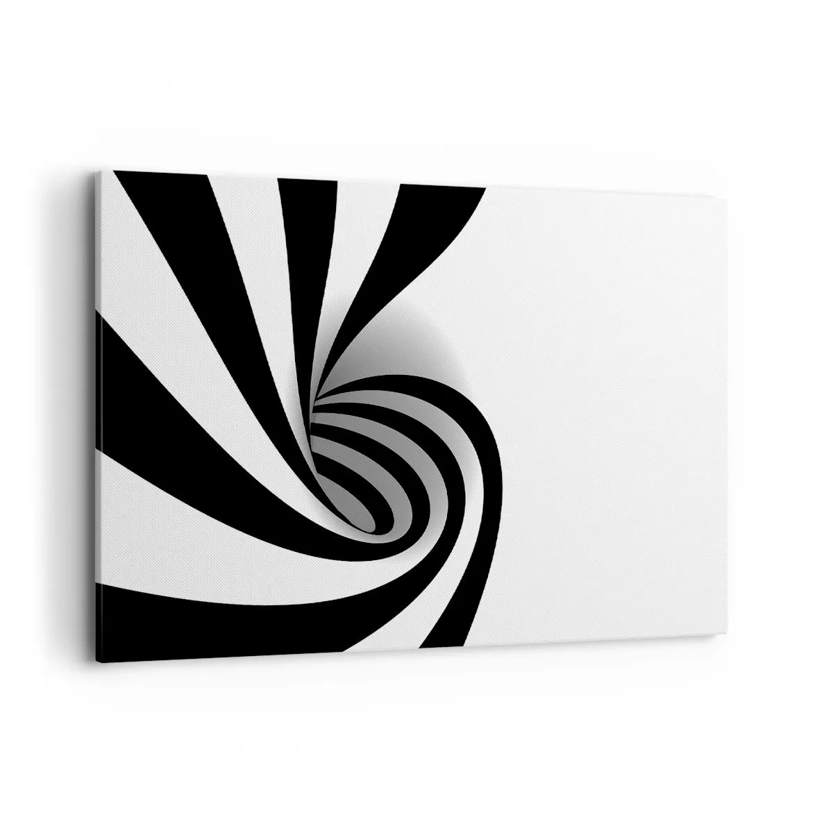 Cuadro sobre lienzo - Impresión de Imagen - Vórtice óptico abstracto en blanco y negro - 100x70cm - Y sin embargo, gira - Decoración de pared moderna para salón y dormitorio ARTTOR