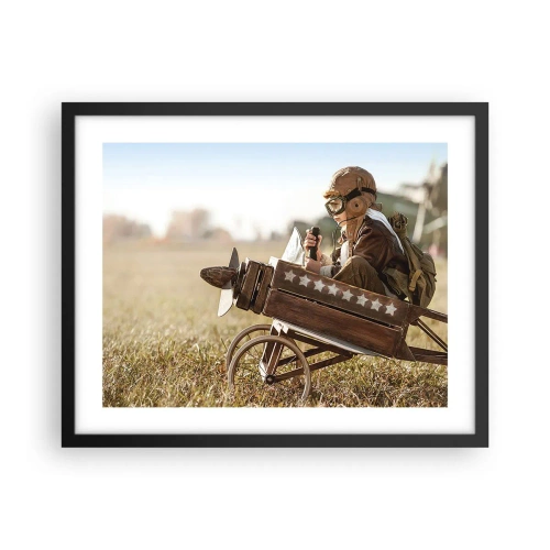 Póster en marco negro - Despegue hacia un sueño - 50x40 cm