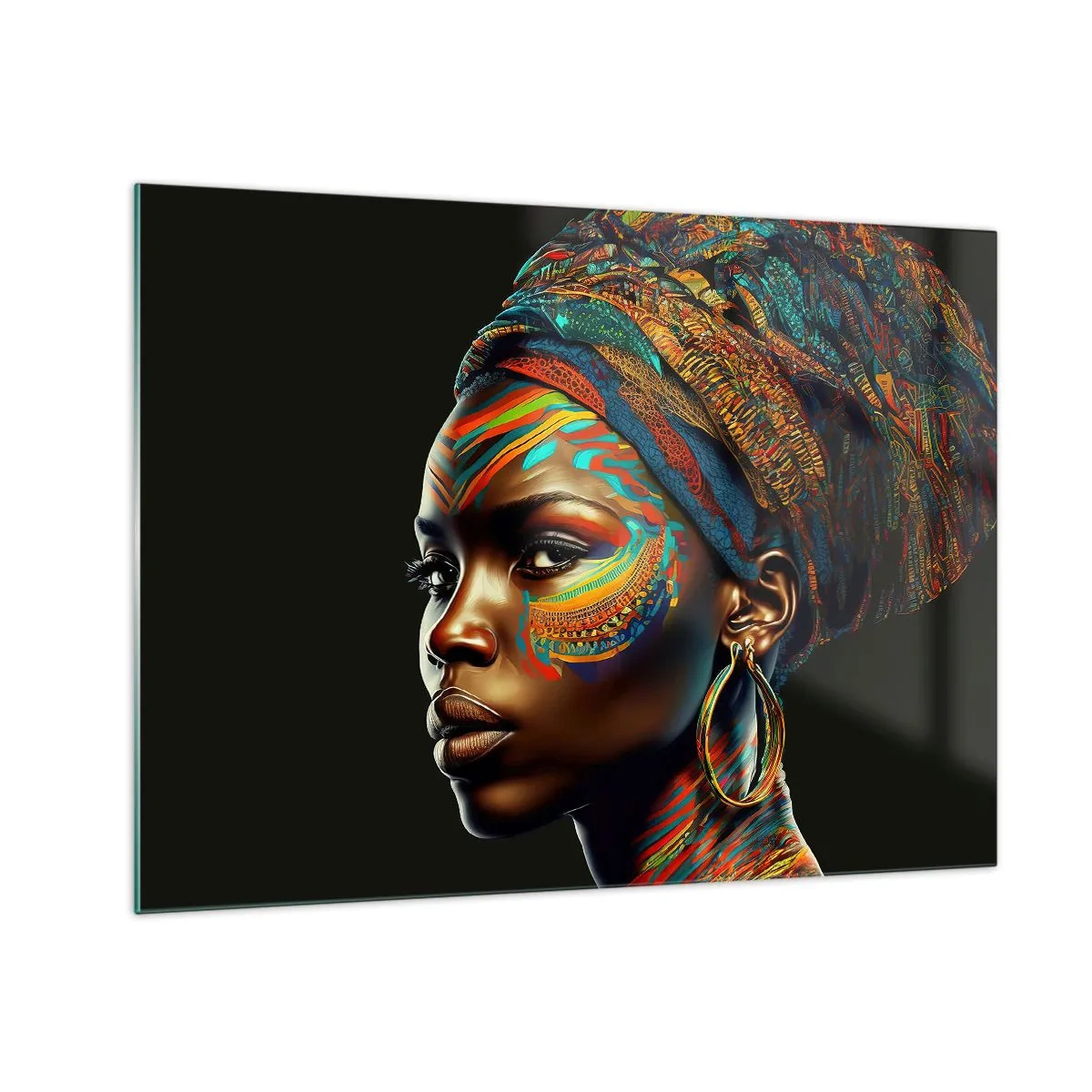Cuadro sobre vidrio - Impresiones sobre Vidrio - Reina africana - 70x50 cm