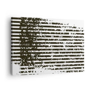 Cuadro sobre lienzo - Impresión de Imagen - Líneas abstractas con efecto desgastado en blanco y negro. - 70x50cm - Ritmo y ruido - Decoración de pared moderna para salón y dormitorio ARTTOR