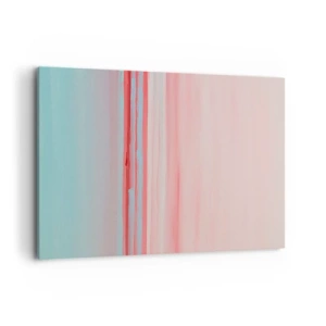 Cuadro sobre lienzo - Impresión de Imagen - Líneas pastel en tonos rosa y azul en una composición minimalista. - 120x80cm - Abstracción al amanecer - Decoración de pared moderna para salón y dormitorio ARTTOR