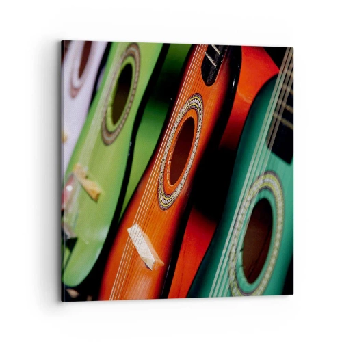 Cuadro sobre lienzo - Impresión de Imagen - La guitarra tiene muchos colores - 70x70 cm
