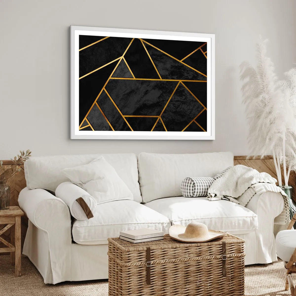 Póster en marco blanco - Oscuridad y brillo - 91x61 cm