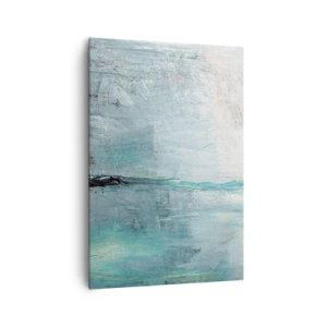 Cuadro sobre lienzo - Impresión de Imagen - Abstracción en tonos turquesa y gris. - 70x100cm - Horizontalmente sobre el azul - Decoración de pared moderna para salón y dormitorio ARTTOR