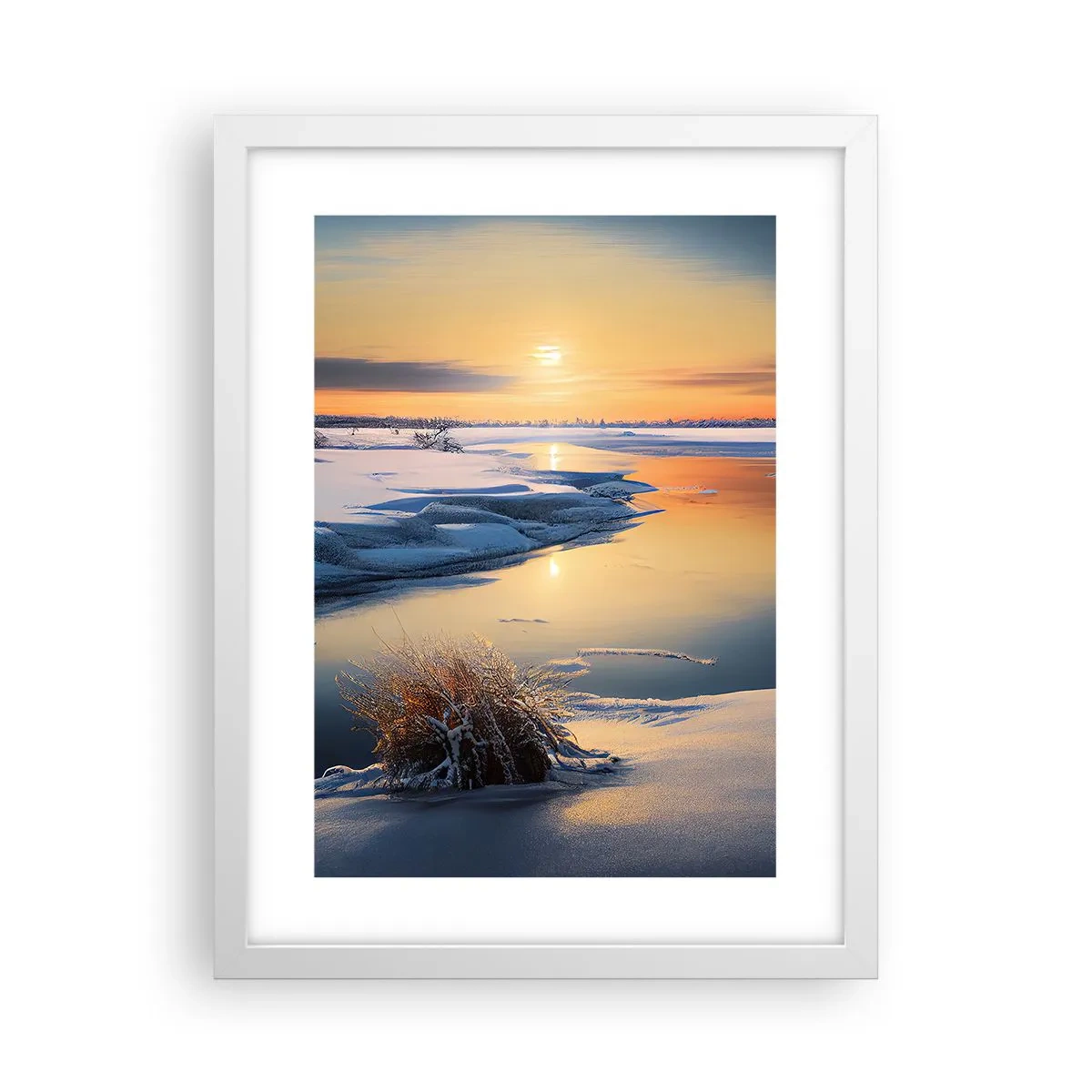 Póster en marco blanco - Atardecer de invierno - 30x40 cm