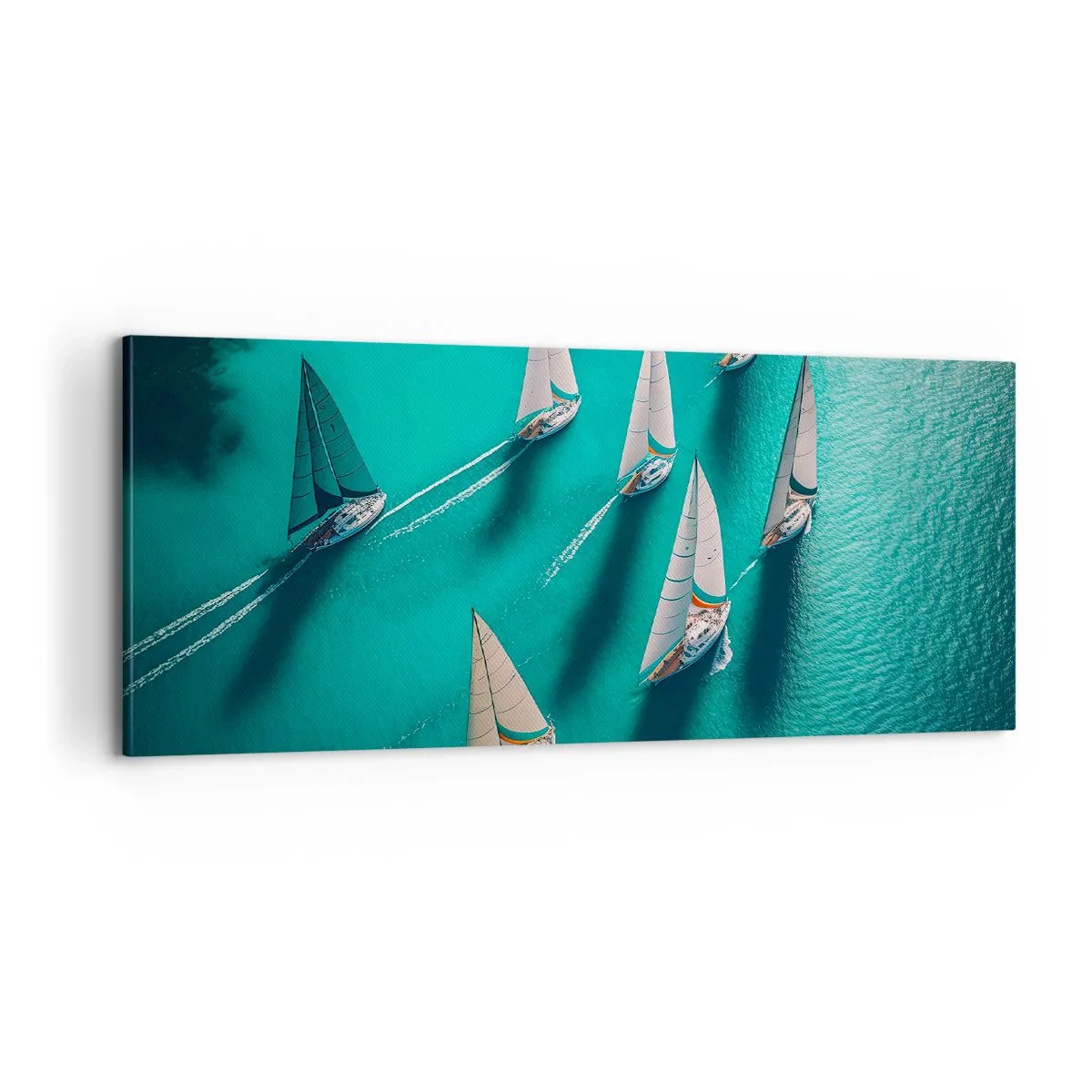 Cuadro sobre lienzo - Impresión de Imagen - En competición con el viento - 100x40 cm