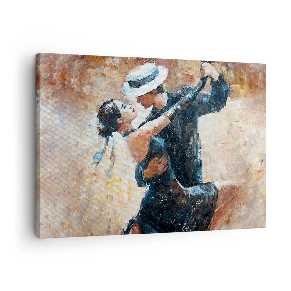Cuadro sobre lienzo - Impresión de Imagen - Una pareja bailando tango en un estilo romántico y elegante. - 70x50cm - Estilo Rudolf Valentino - Decoración de pared moderna para salón y dormitorio ARTTOR