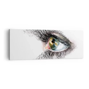 Cuadro sobre lienzo - Impresión de Imagen - Un ojo artístico con un iris de color verde amarillento y detalles intrincados. - 140x50cm - Mira directamente a tu alma - Decoración de pared moderna para salón y dormitorio ARTTOR