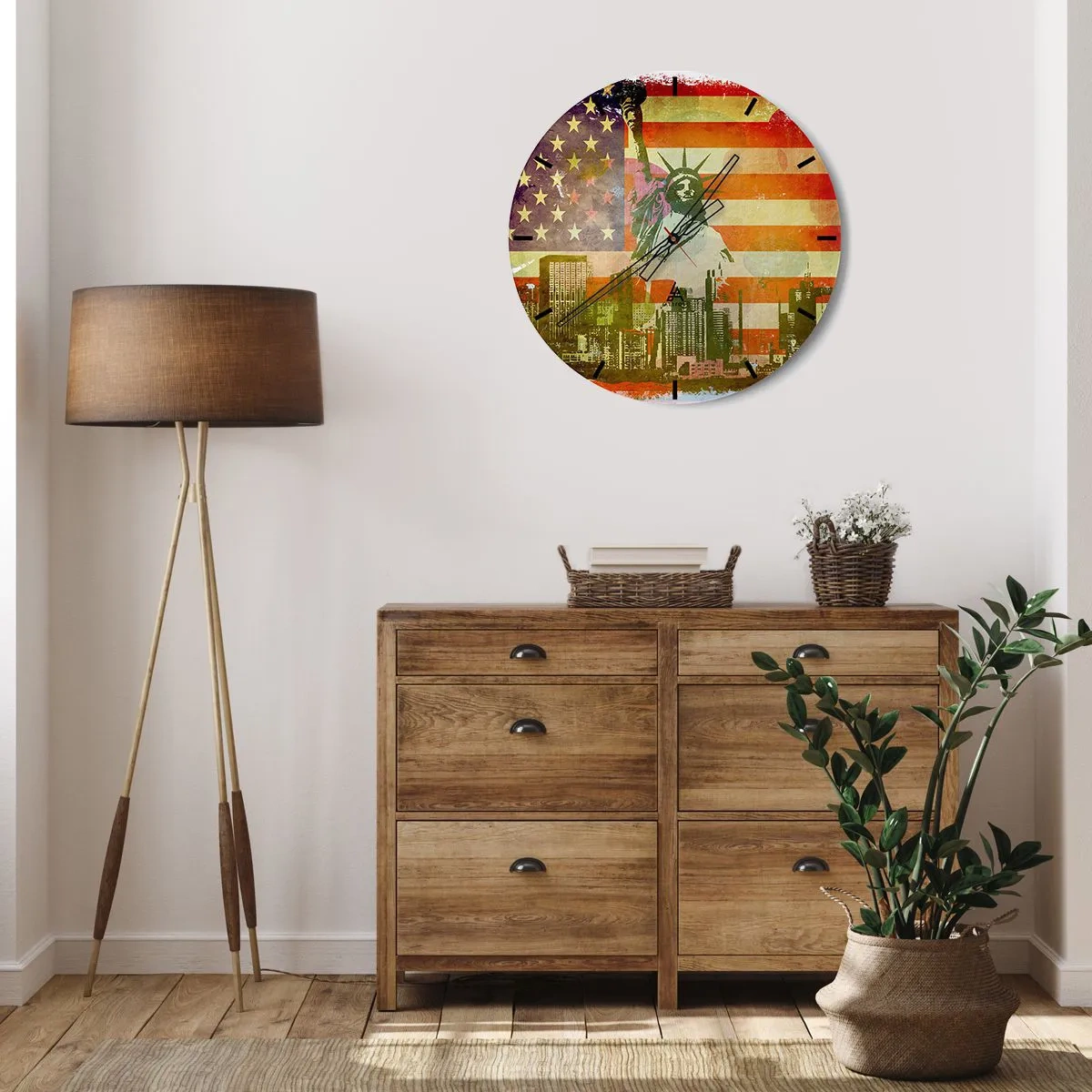 Reloj de pared - Reloj de vidrio - ¡Viva América! - 40x40 cm
