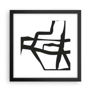 Póster en marco negro - Construcción en blanco y negro - 30x30 cm