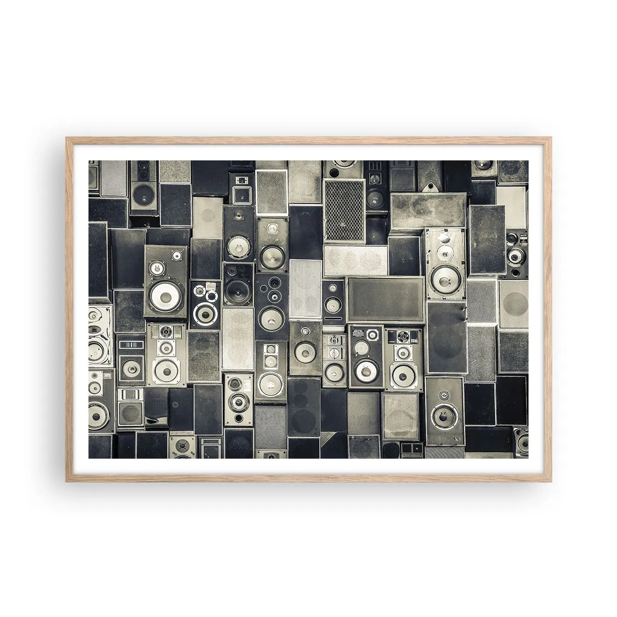 Póster en marco roble claro - Y todo fluye - 100x70 cm
