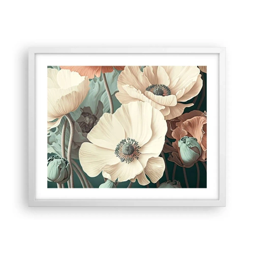 Póster en marco blanco - Susurro de amapolas - 50x40 cm
