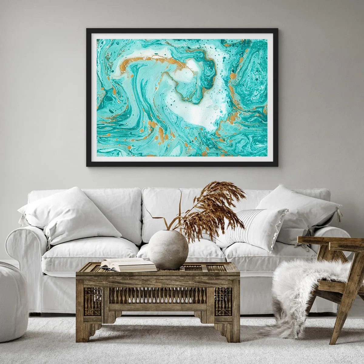 Póster en marco negro - Bajo la gran ola del periodo Edo - 91x61 cm