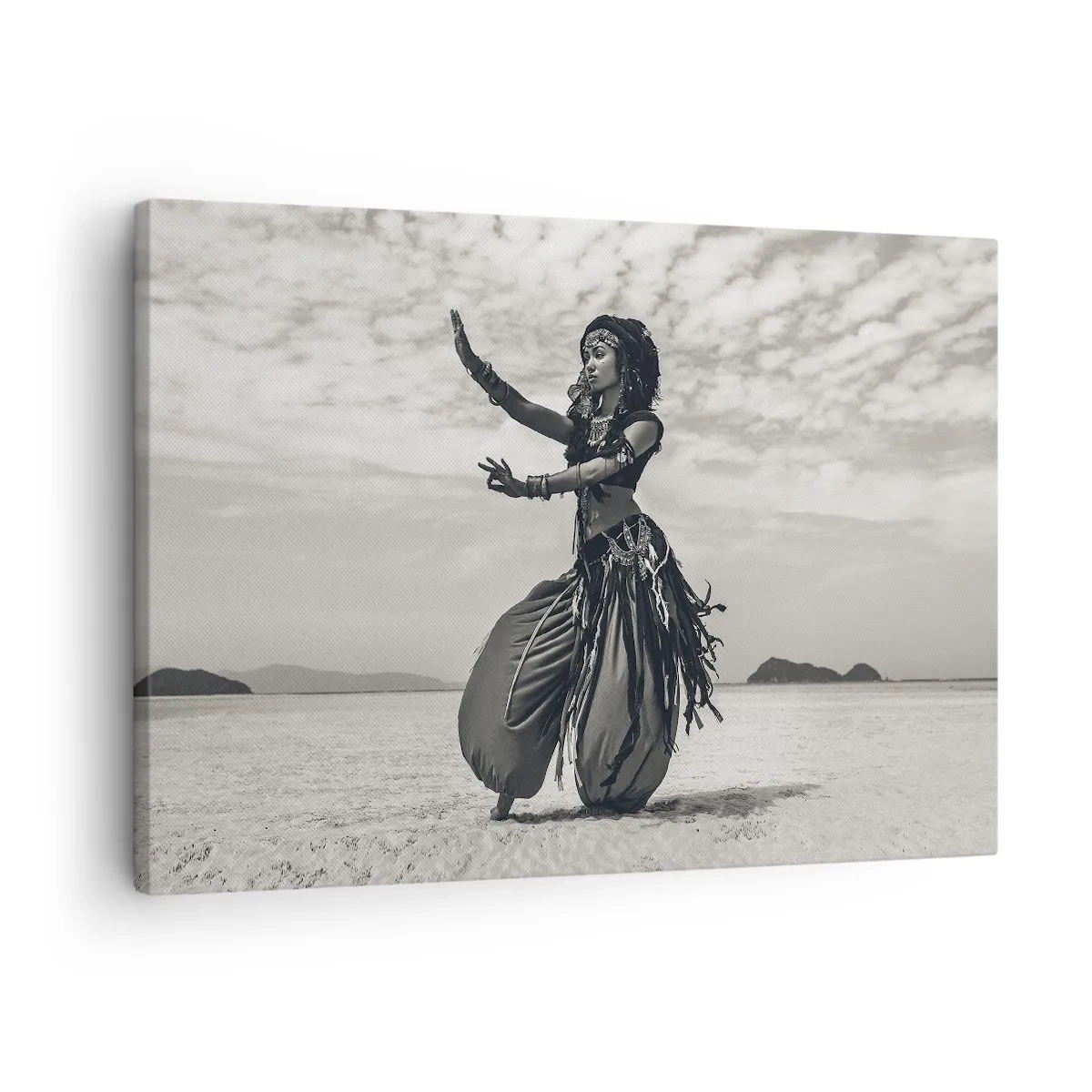 Cuadro sobre lienzo - Impresión de Imagen - Bailarina exótica con el desierto como telón de fondo - 70x50cm - Danza de las Islas del Sur - Decoración de pared moderna para salón y dormitorio ARTTOR